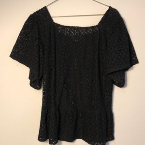 Anna Sui for Anthropologie Black Eyelet Top